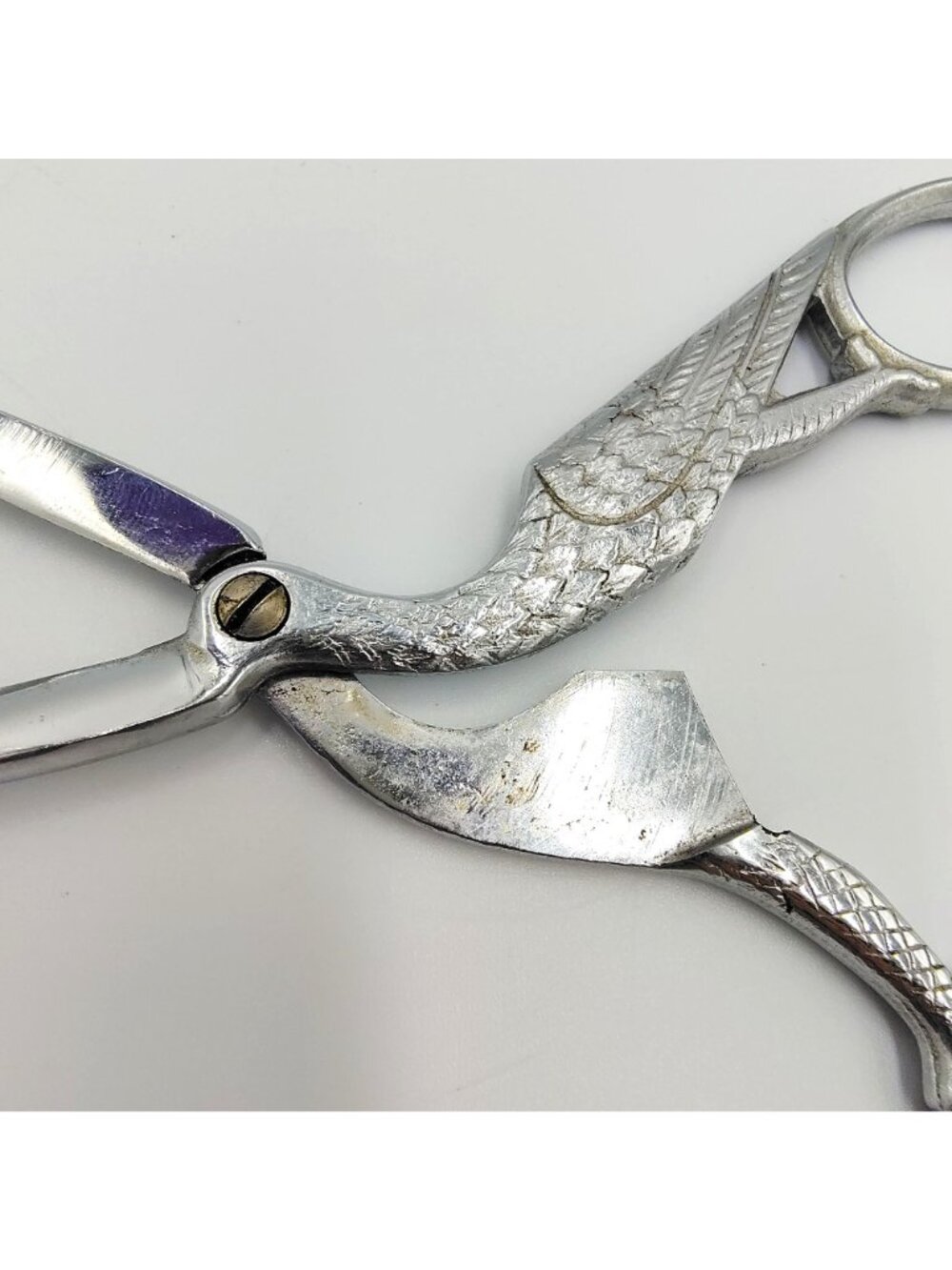 Vintage Crane Bird Sugar Cube Tongs Chrome Plated Figural Serving Utensil 5.25 - Picture 5 of 9